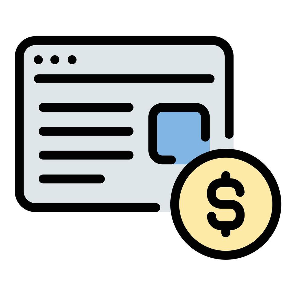 Blogger commission icon flat line style illustration representing earnings from promotional content or affiliate marketing, suitable for influencer partnerships, digital advertising vector