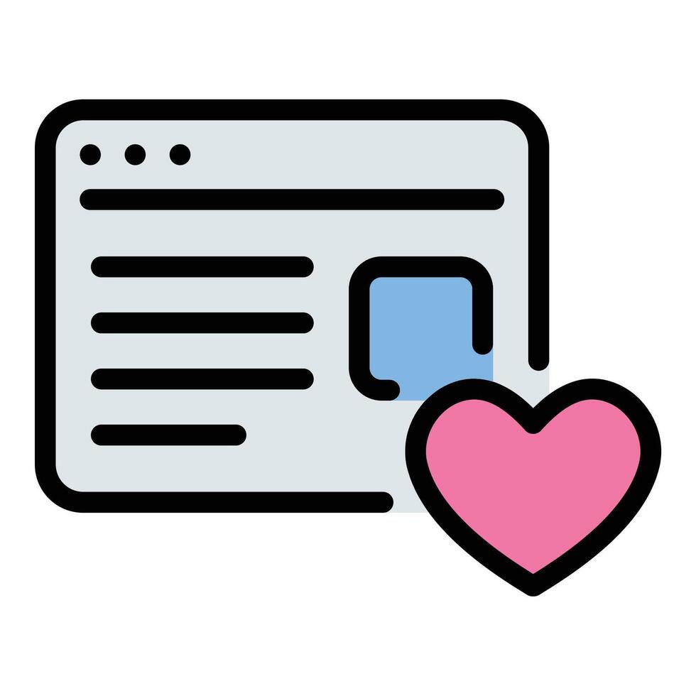 Blogger passion icon flat line style illustration representing the enthusiasm and dedication bloggers have for their content, suitable for personal branding, creative expression, vector