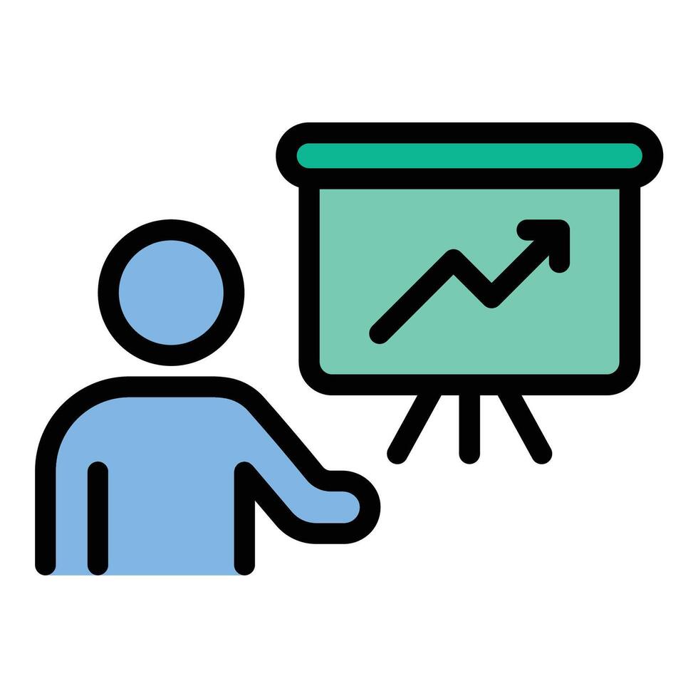 Mentoring strategy icon flat line style illustration representing planning and goal achievement, suitable for leadership, coaching, and professional development projects vector