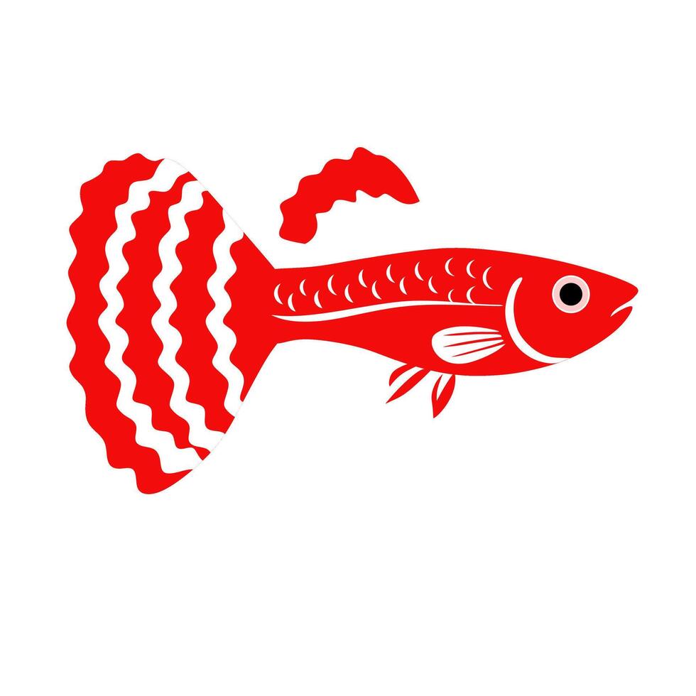 A red and white guppy fish inspired by Indonesia Independence Day. A vibrant aquatic tribute to national pride, perfect for themed designs or events. vector