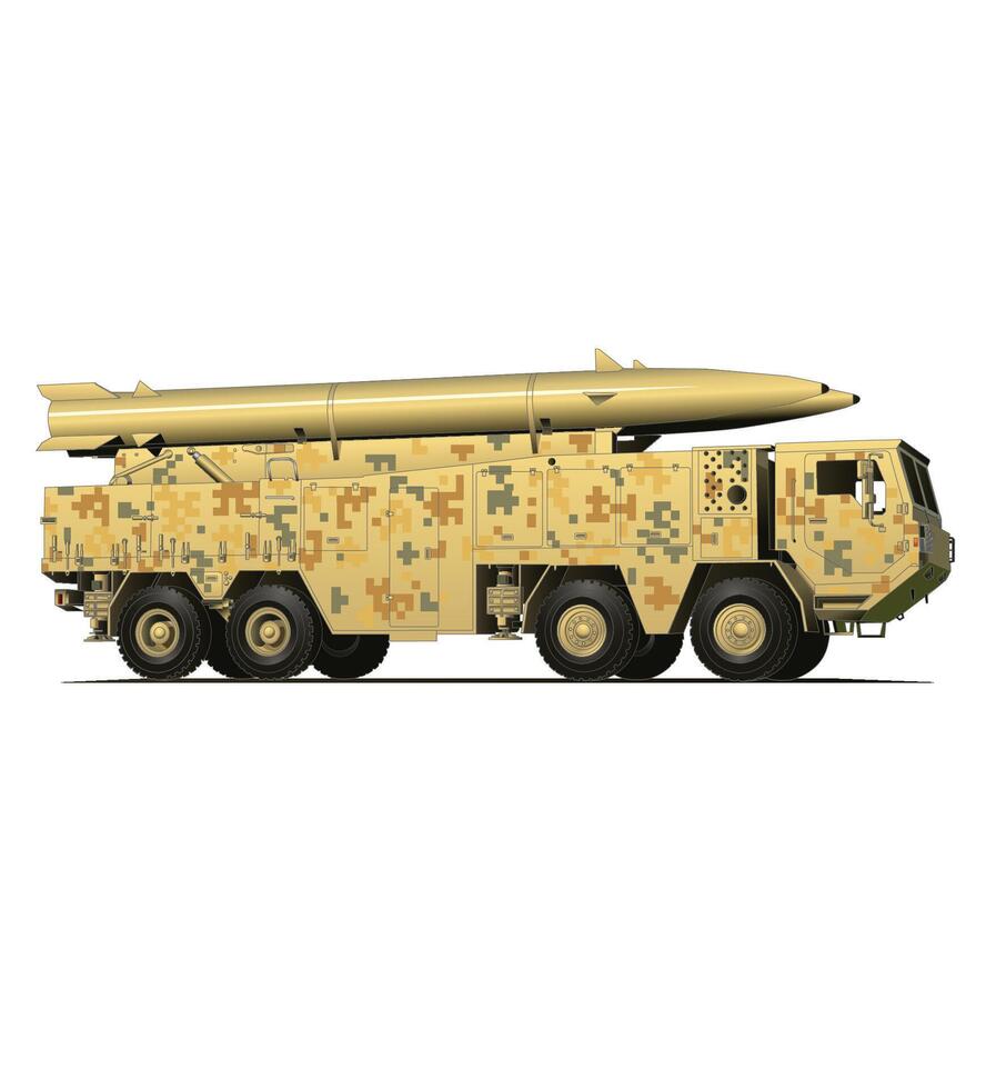 illustration of military missile launcher truck vector