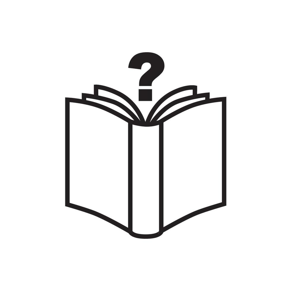 Book with question mark sign icon, illustration. Flat design style vector