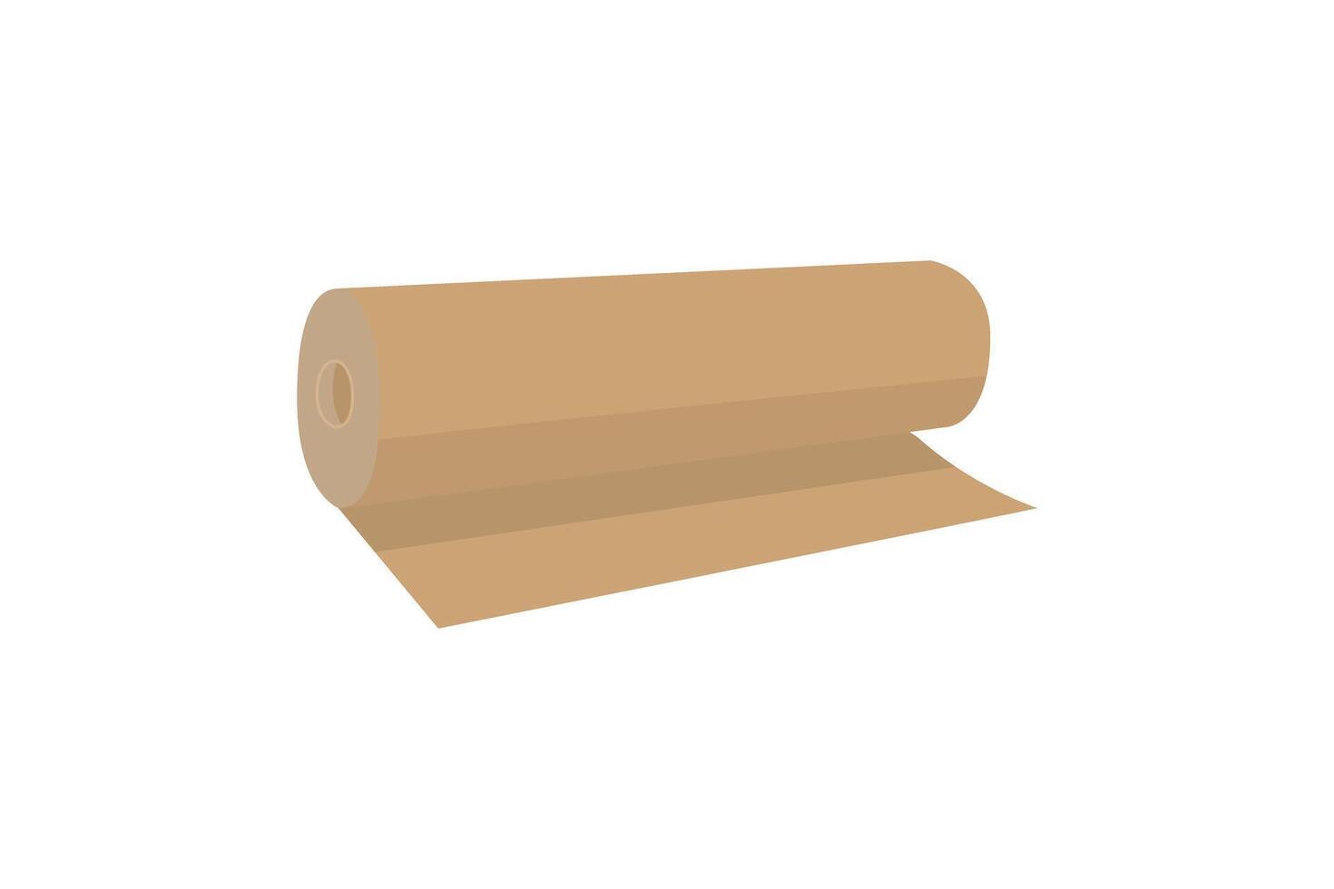 Kraft paper roll for packaging in flat illustration. Kraft paper isolated on white background. vector