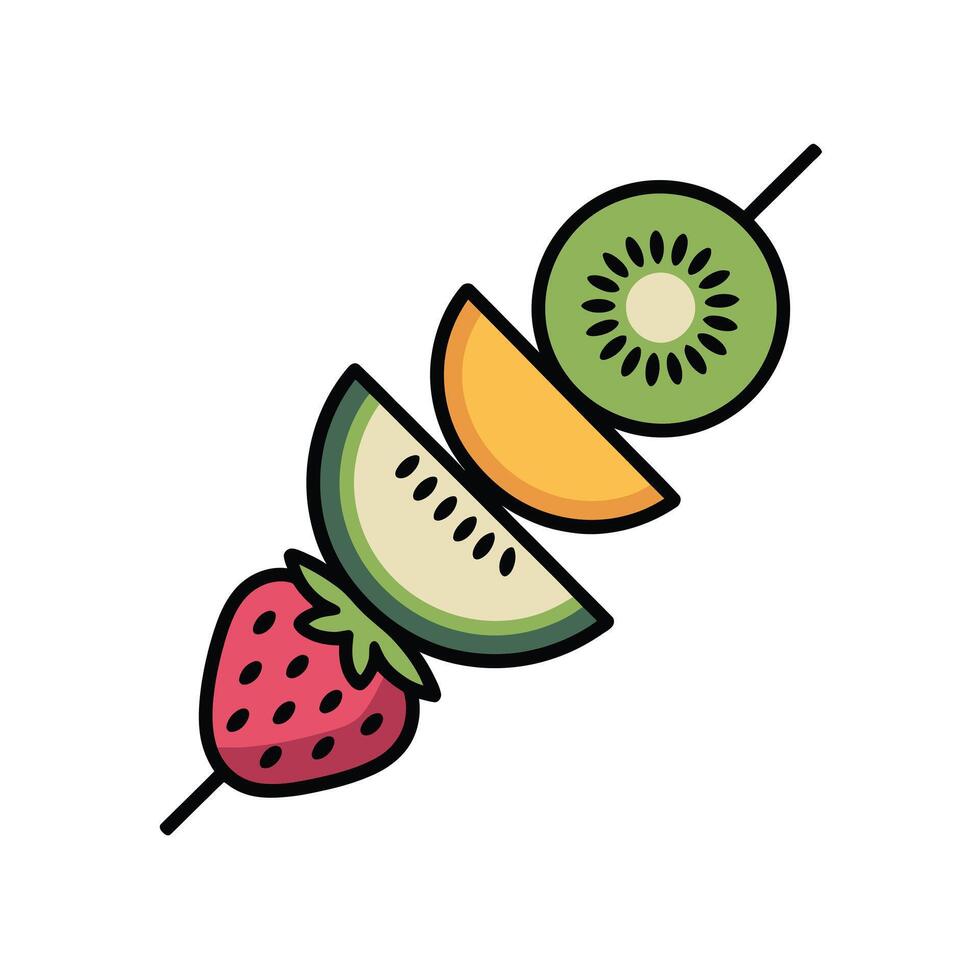 Fruit Skewer Illustration Strawberry Kiwi Watermelon Cantaloupe vector
