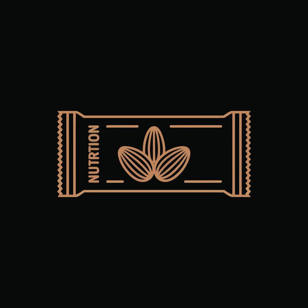 Brown Almond Nutrition Bar Packaging Graphic Design vector