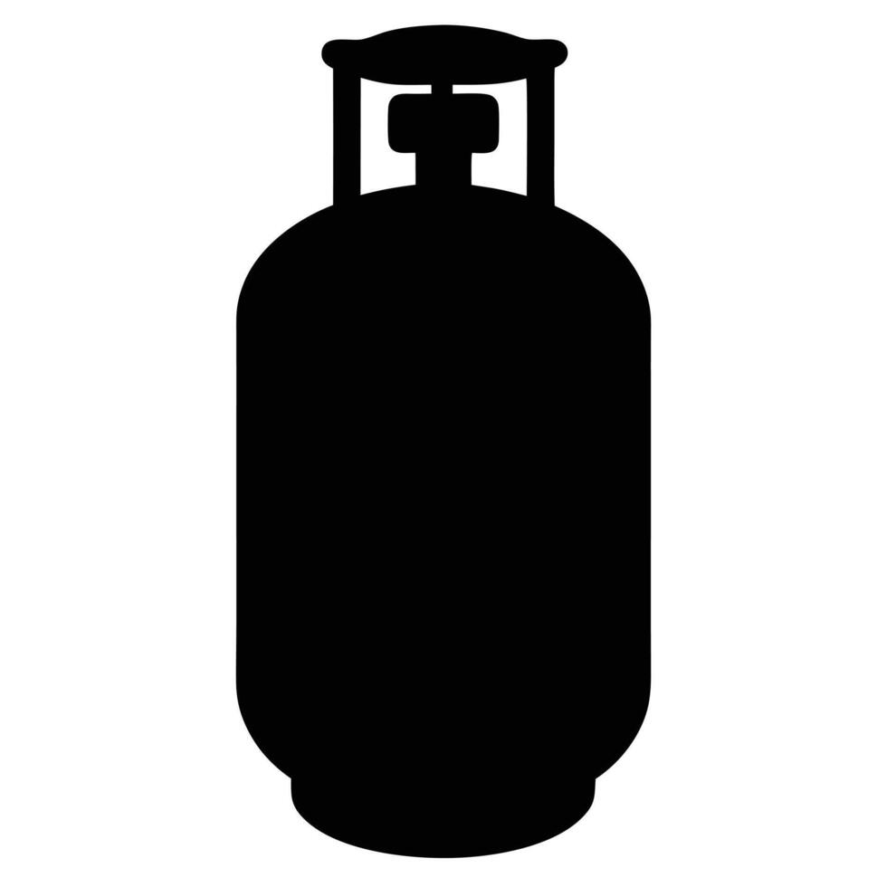 Black silhouette of a propane tank with a white background gas cylinder fuel storage vector