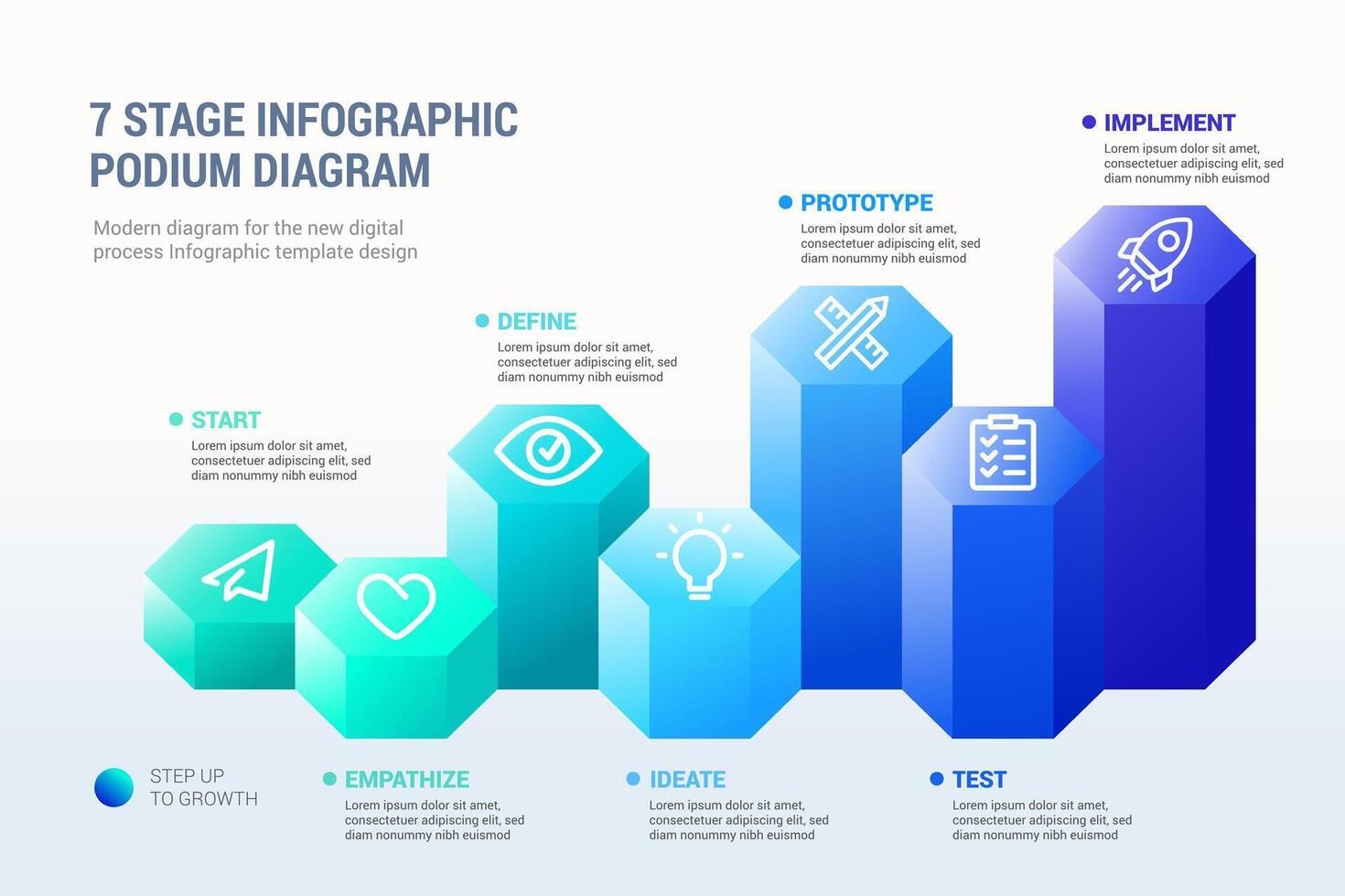 7 Stage Infographic Podium Diagram Modern Presentation Template vector