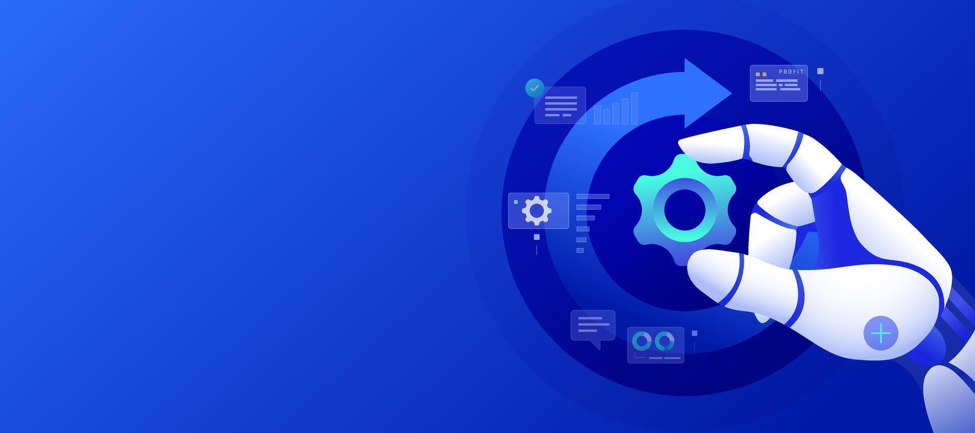 Robotic hand adjusting a gear icon vector