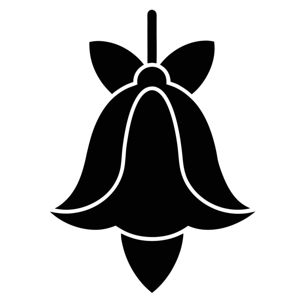 Black bellflower icon with bow and stem on white background symbol bloom vector