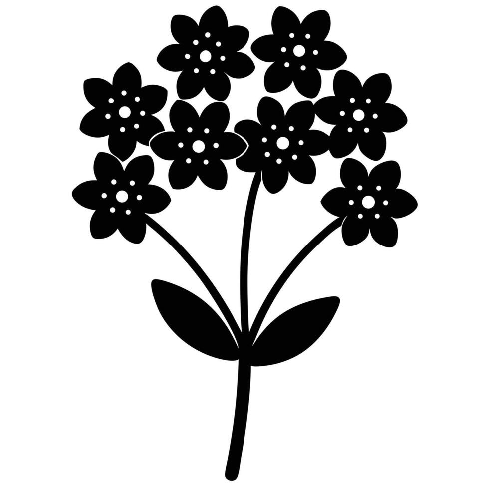 Black stylized verbena flower cluster with white dots icon bloom vector