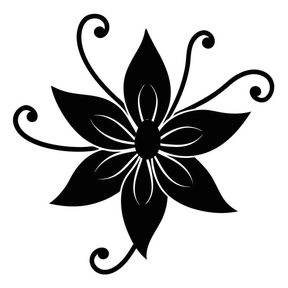 Black honeysuckle flower icon with swirling tendrils symbol vector