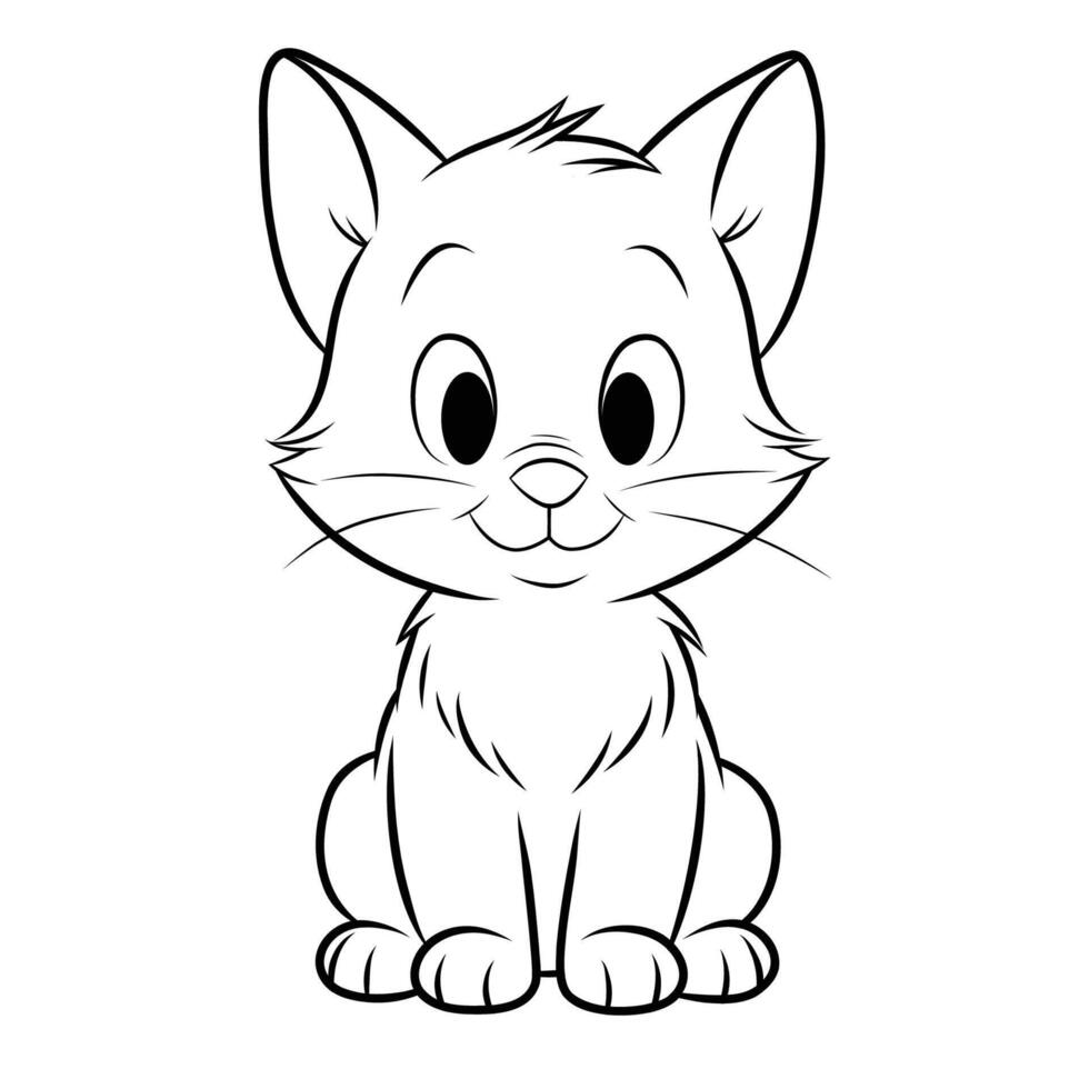 Cute cat coloring page vector