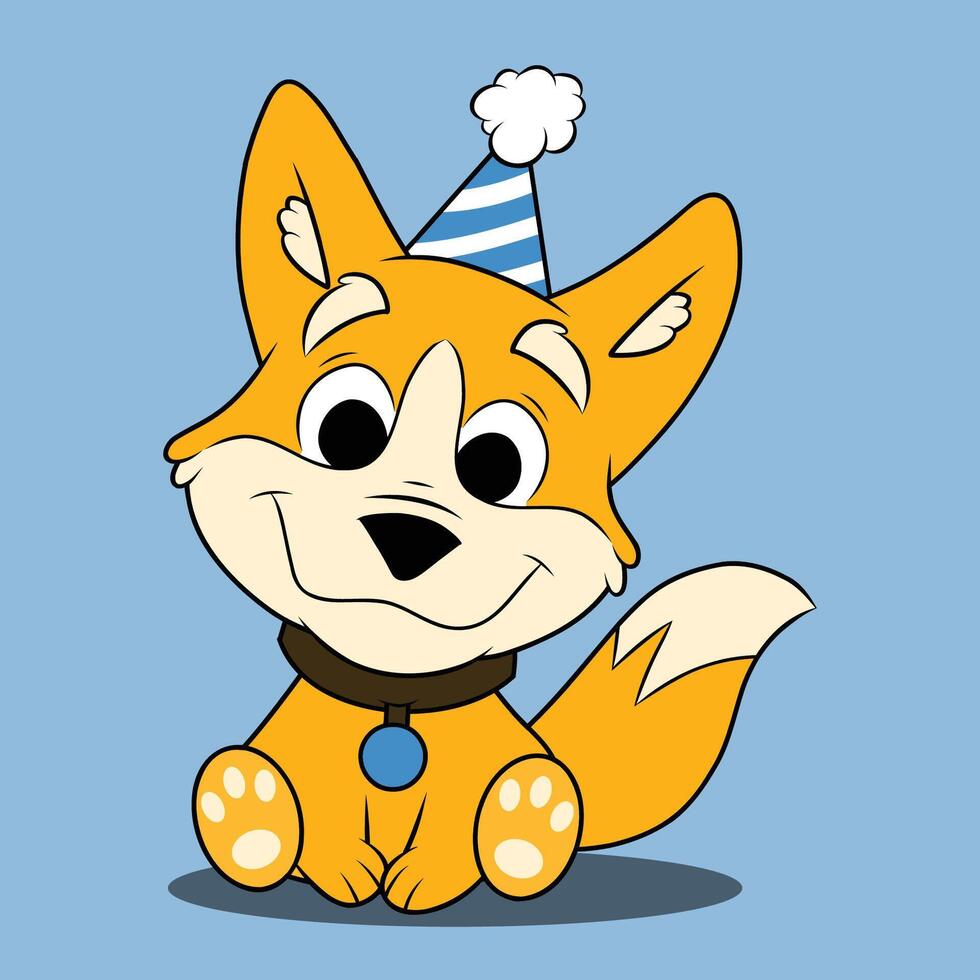 Cute corgi in birthday hat vector