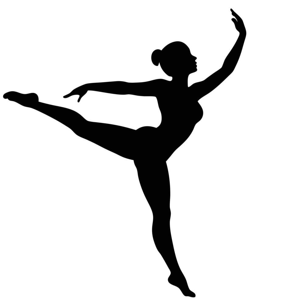 Black silhouette of a dancer in arabesque pose ballet vector
