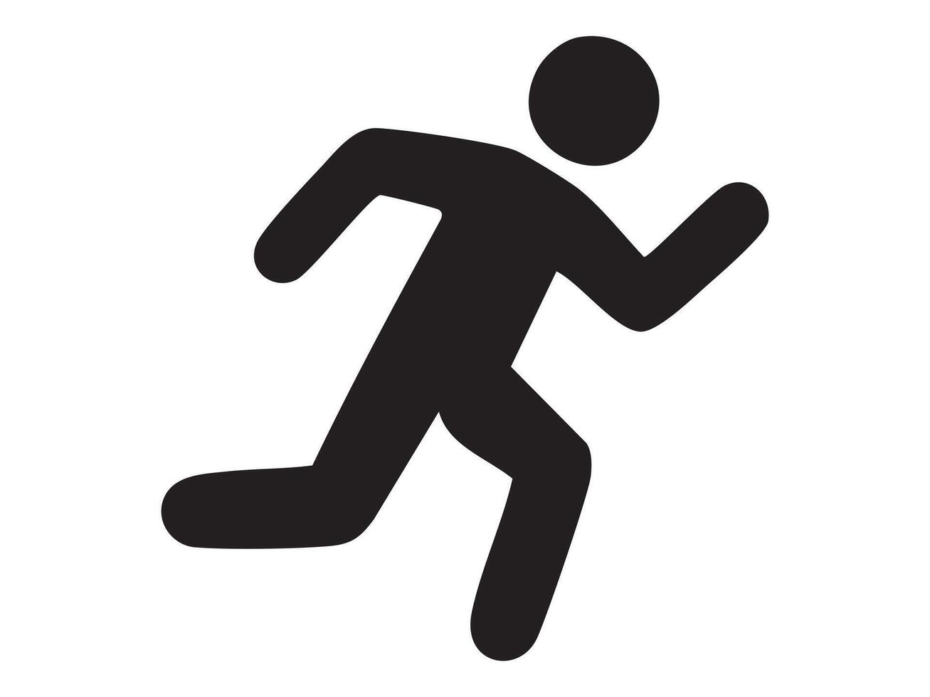 Black silhouette of running man isolated on white background, graphic illustration. concept of athletics, sport icon, active lifestyle, fitness symbol, design element vector