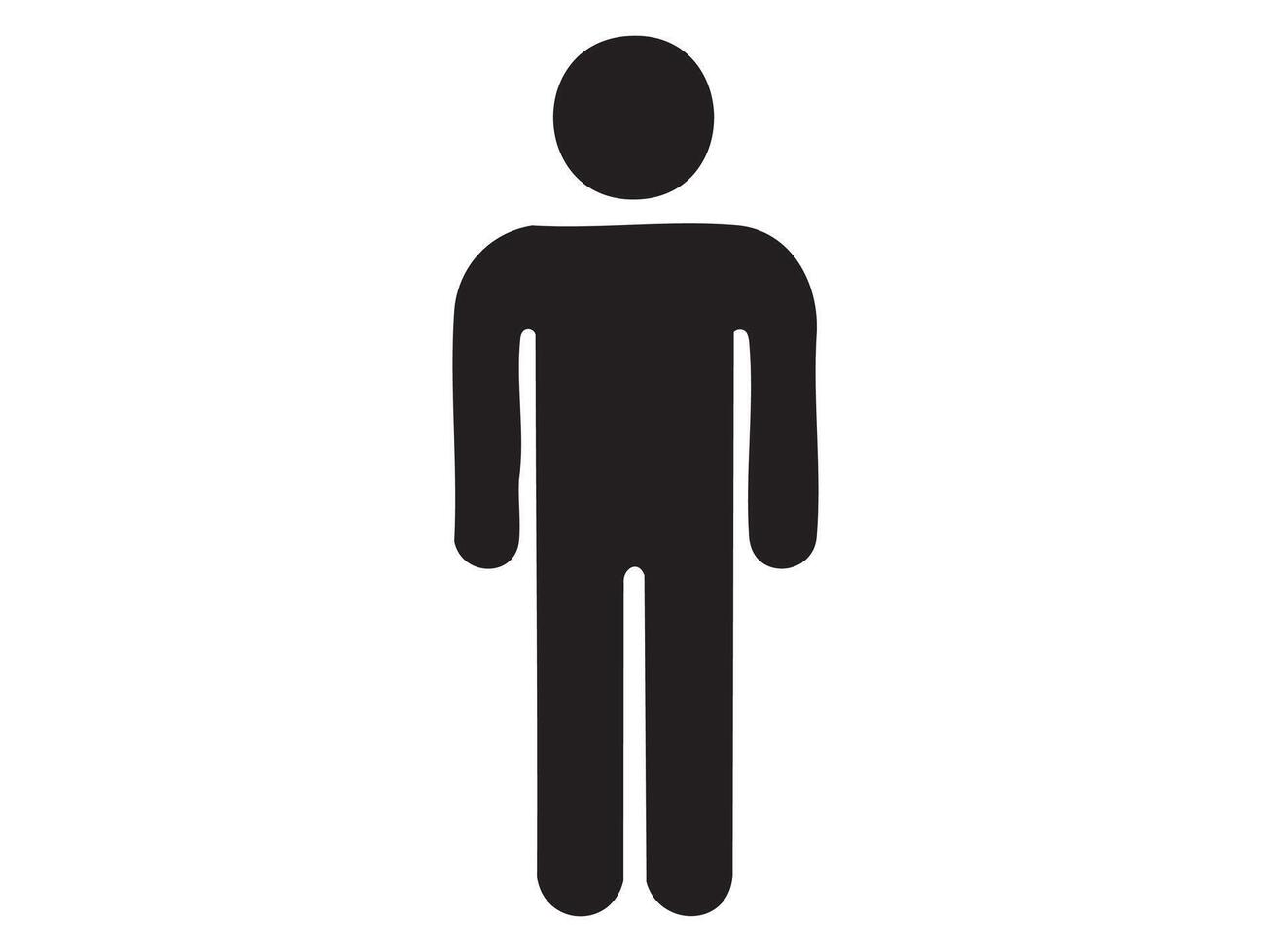 Black silhouette of standing man isolated on white background, illustration. concept of icon, logo, male figure, minimalist design, human symbol, signage, restroom sign, gender symbol, WC indicator vector