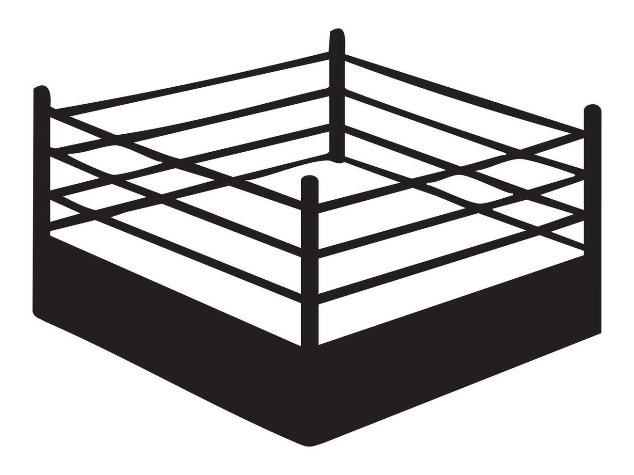Black silhouette of a boxing ring isolated on white background, graphic illustration. concept of sports, boxing arena, athlete training, martial arts, gym equipment. vector