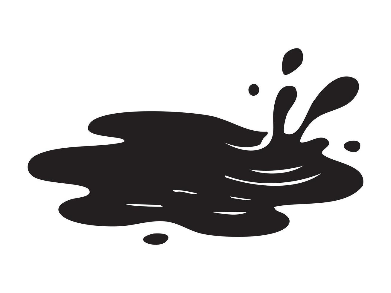 Black silhouette of ink splash isolated on white background, graphic illustration. concept of abstract art, splash icon, liquid design element, logo, creative illustration vector