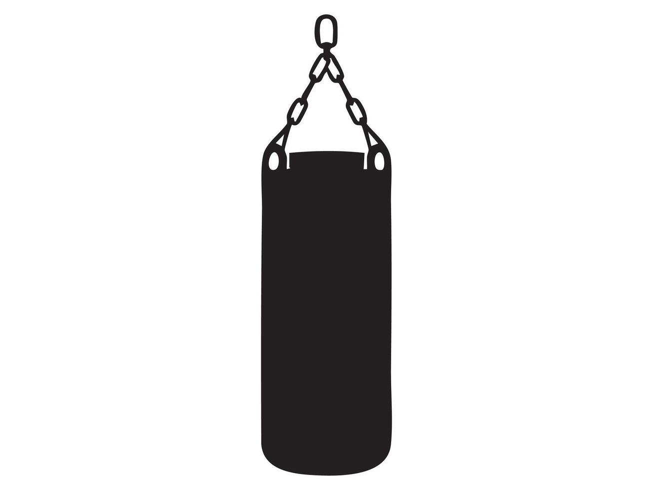 Black silhouette of a heavy punching bag isolated on white background, graphic illustration. concept of boxing, martial arts training, fitness, icon, logo, design element vector