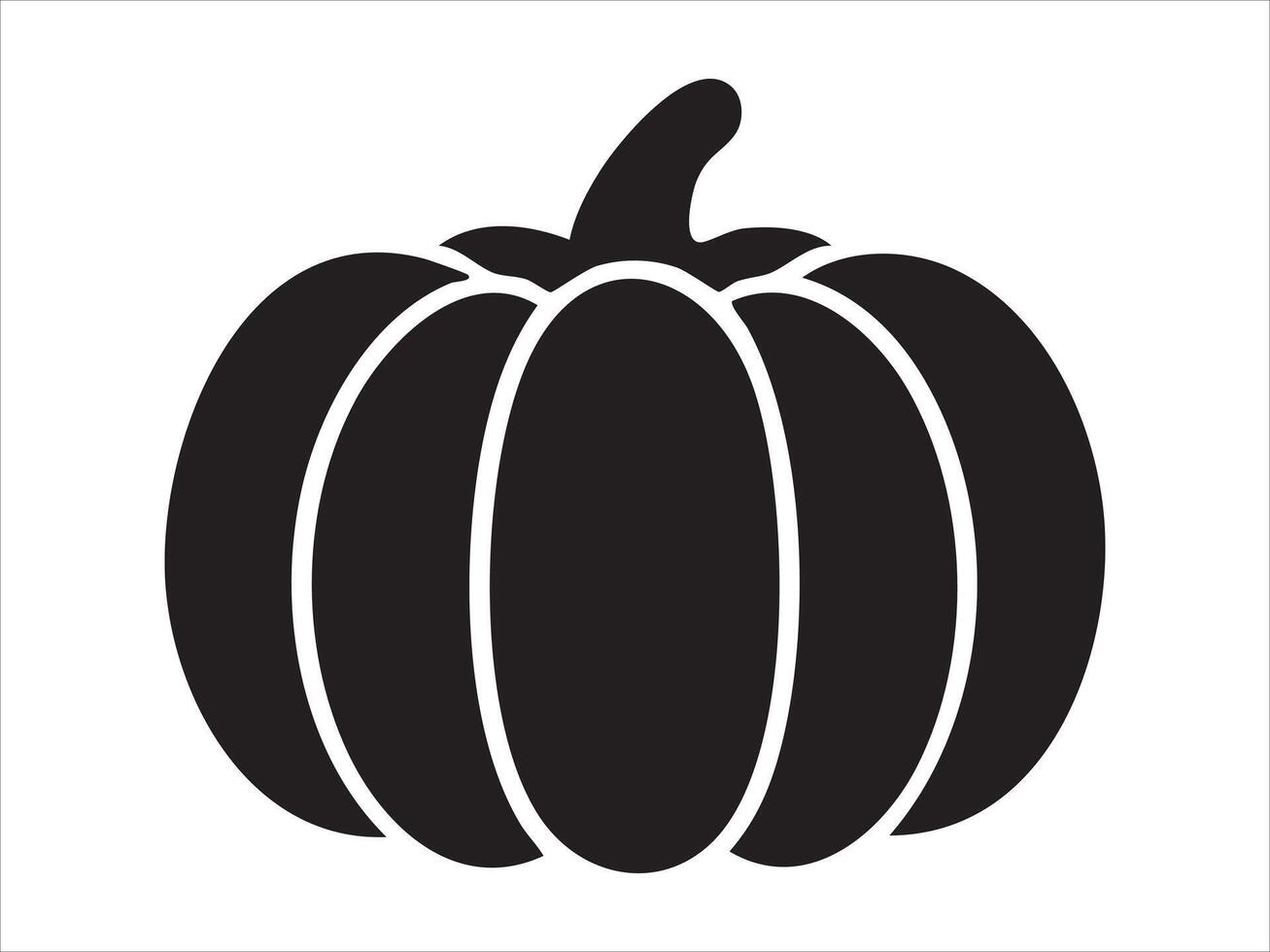 Black silhouette of pumpkin isolated on white background, graphic illustration. concept of halloween, autumn harvest, vegetable, decor, icon, logo, design element vector
