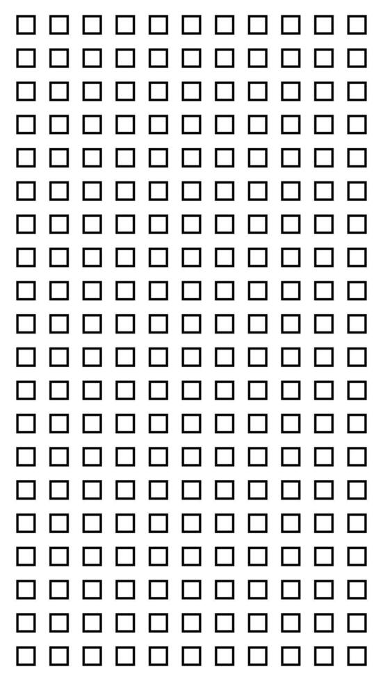 Geometric pattern of black outline squares arranged in a grid, isolated on white background, abstract illustration. concept of modern design, minimalism, vertical background, repeatable motif vector