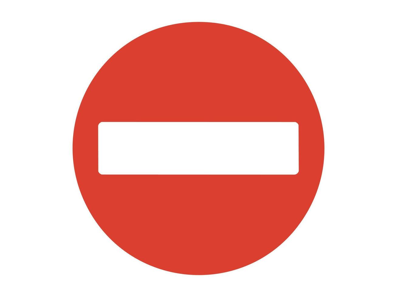 Red prohibition traffic sign with white horizontal bar isolated on white background. concept of warning, no entry, forbidden area, graphic design element, road safety symbol. vector