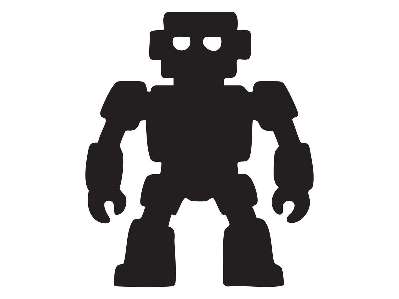 Black silhouette of robot toy isolated on white background, graphic illustration. concept of robot, technology, futuristic toy, icon, logo, design element vector