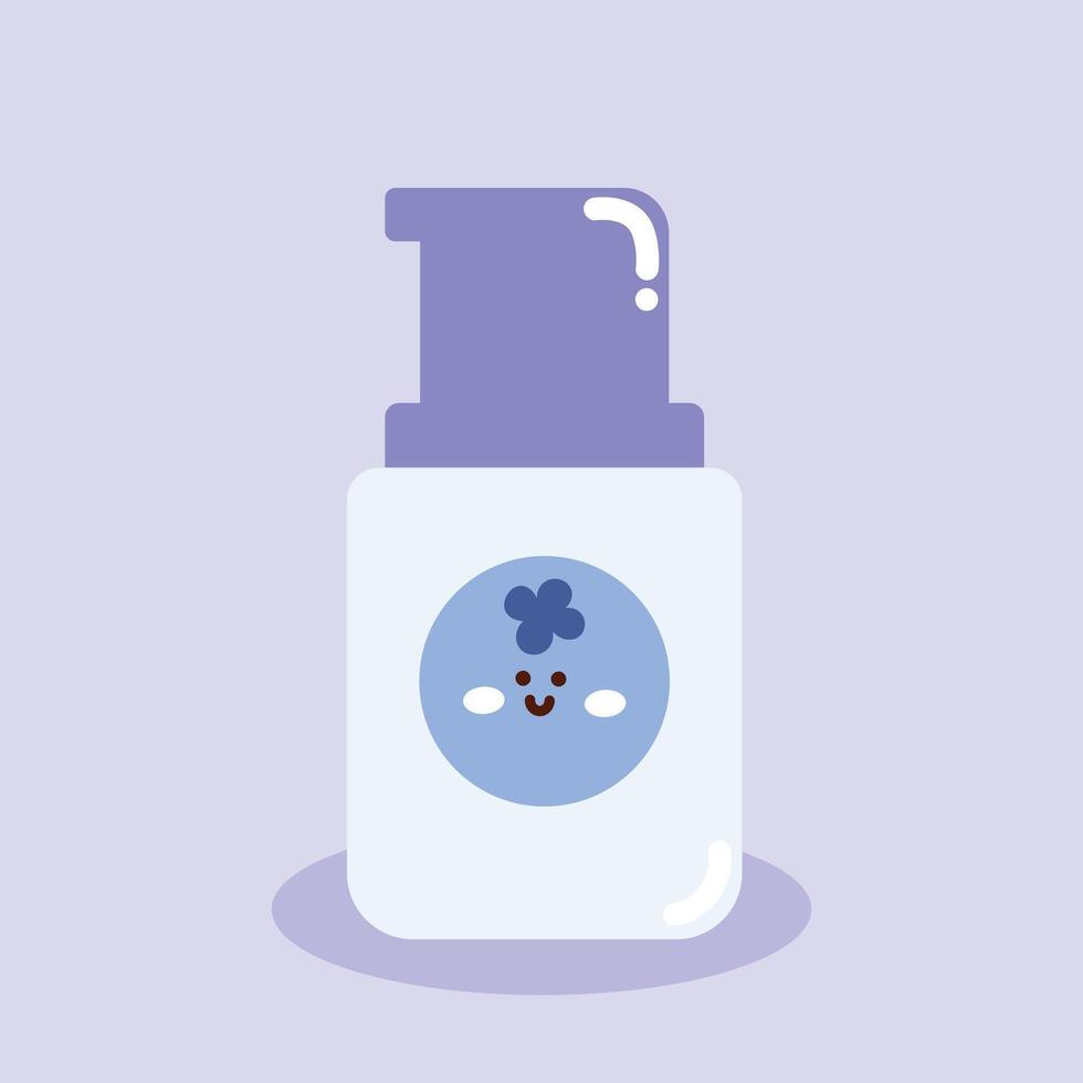 a bottle of pump serum with a blueberry face on it vector