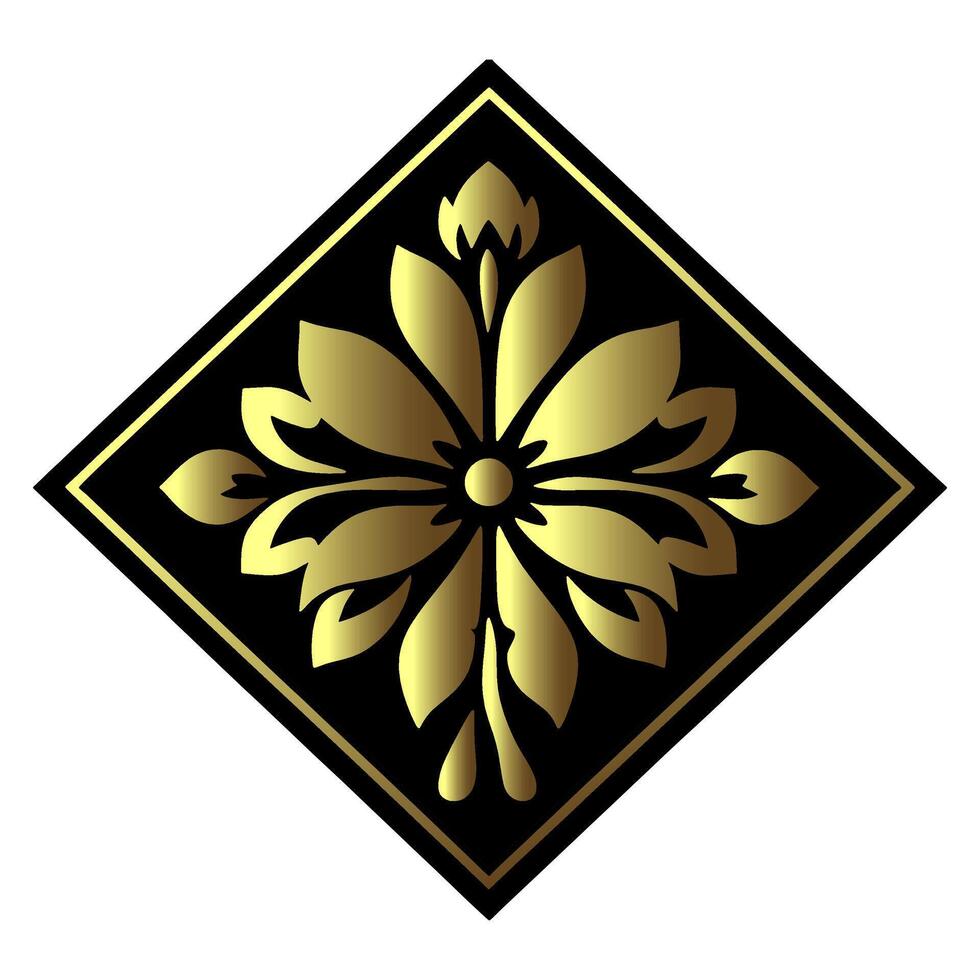 Luxury vintage floral ornament design in gold and black vector
