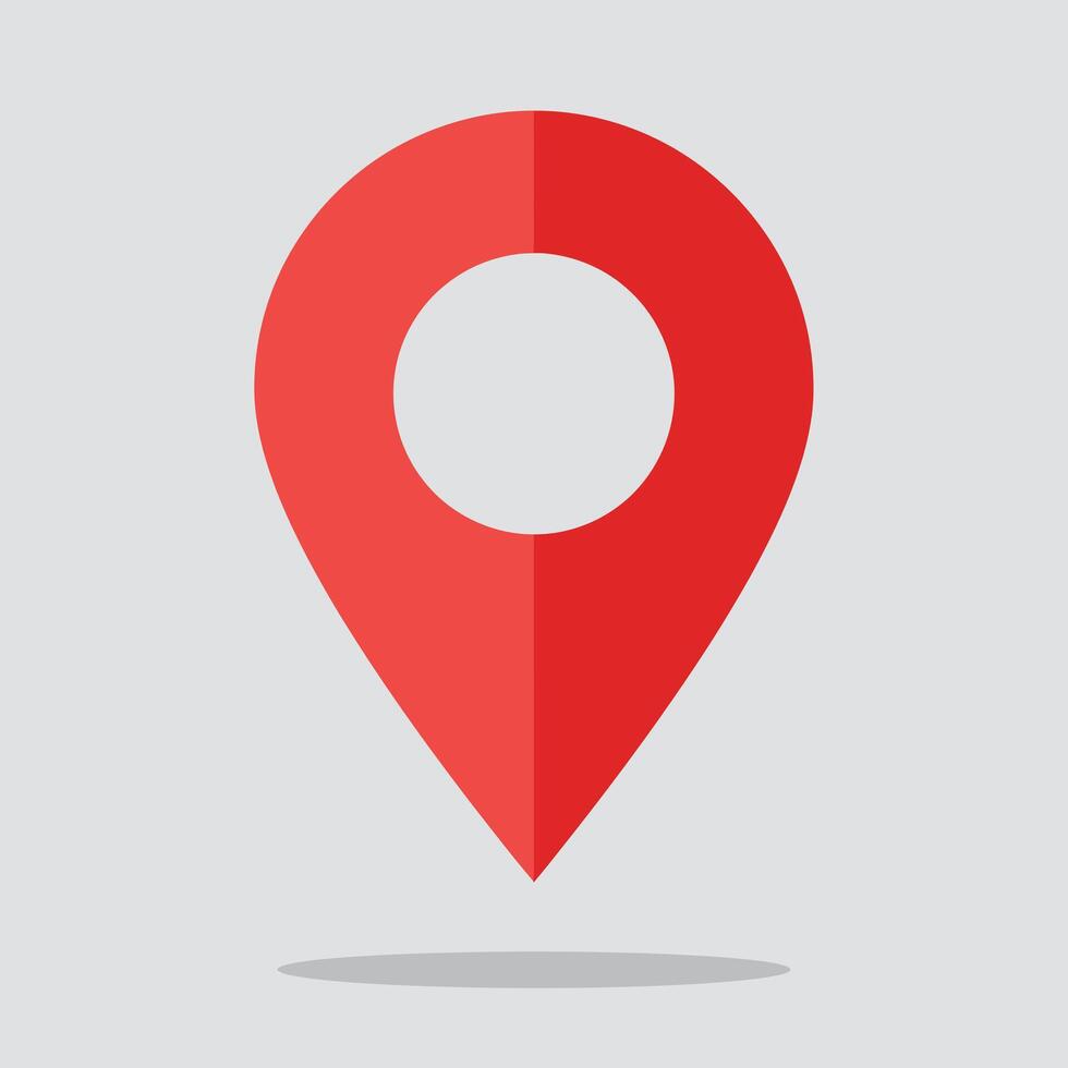 Red Map Pin Location Marker Icon on Light Background vector