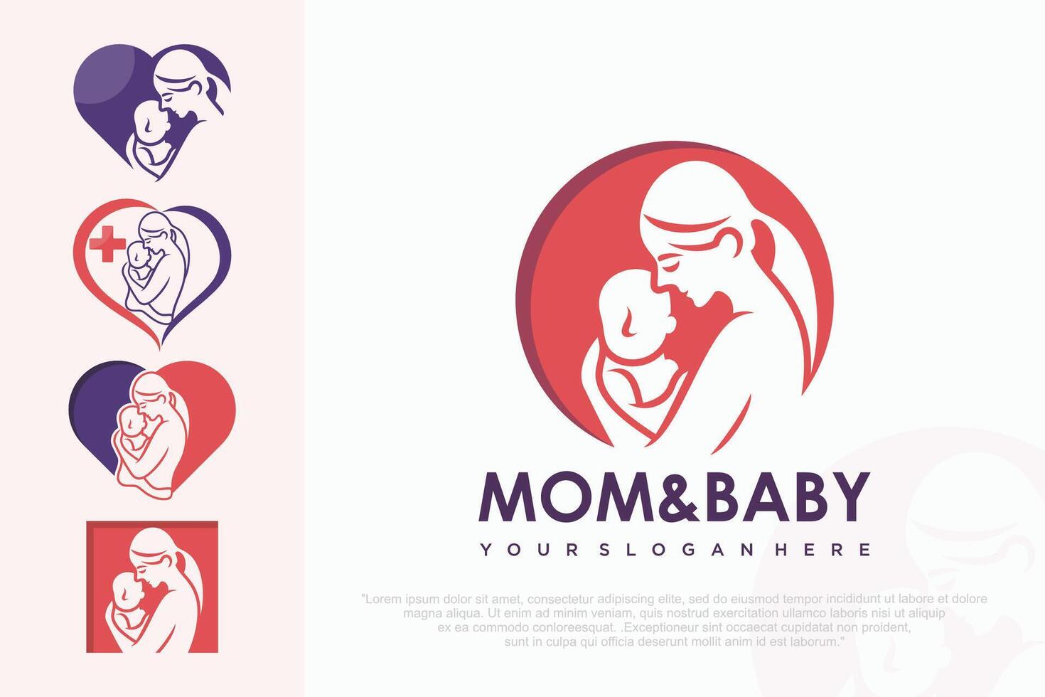 modern Mom and baby logo design icon with unique element concept illustration vector