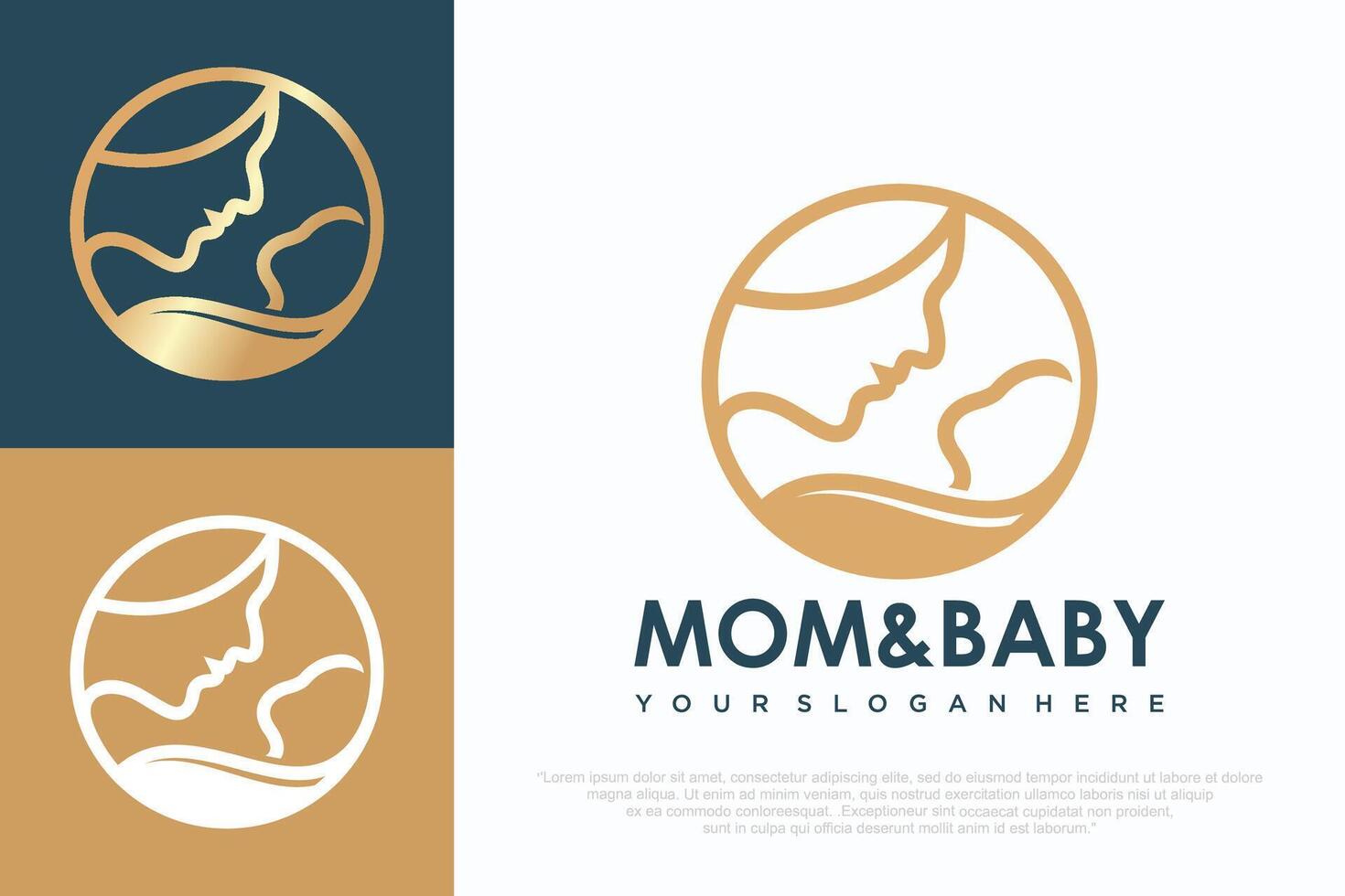 Mom and baby logo design, icon with unique element concept illustration. vector