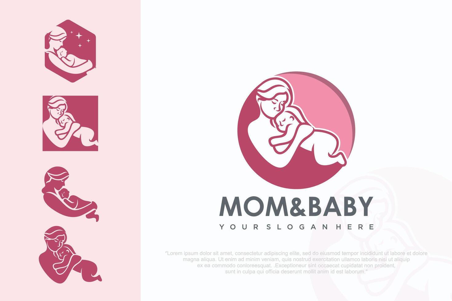 Mom and baby logo design, icon with unique element concept illustration . vector