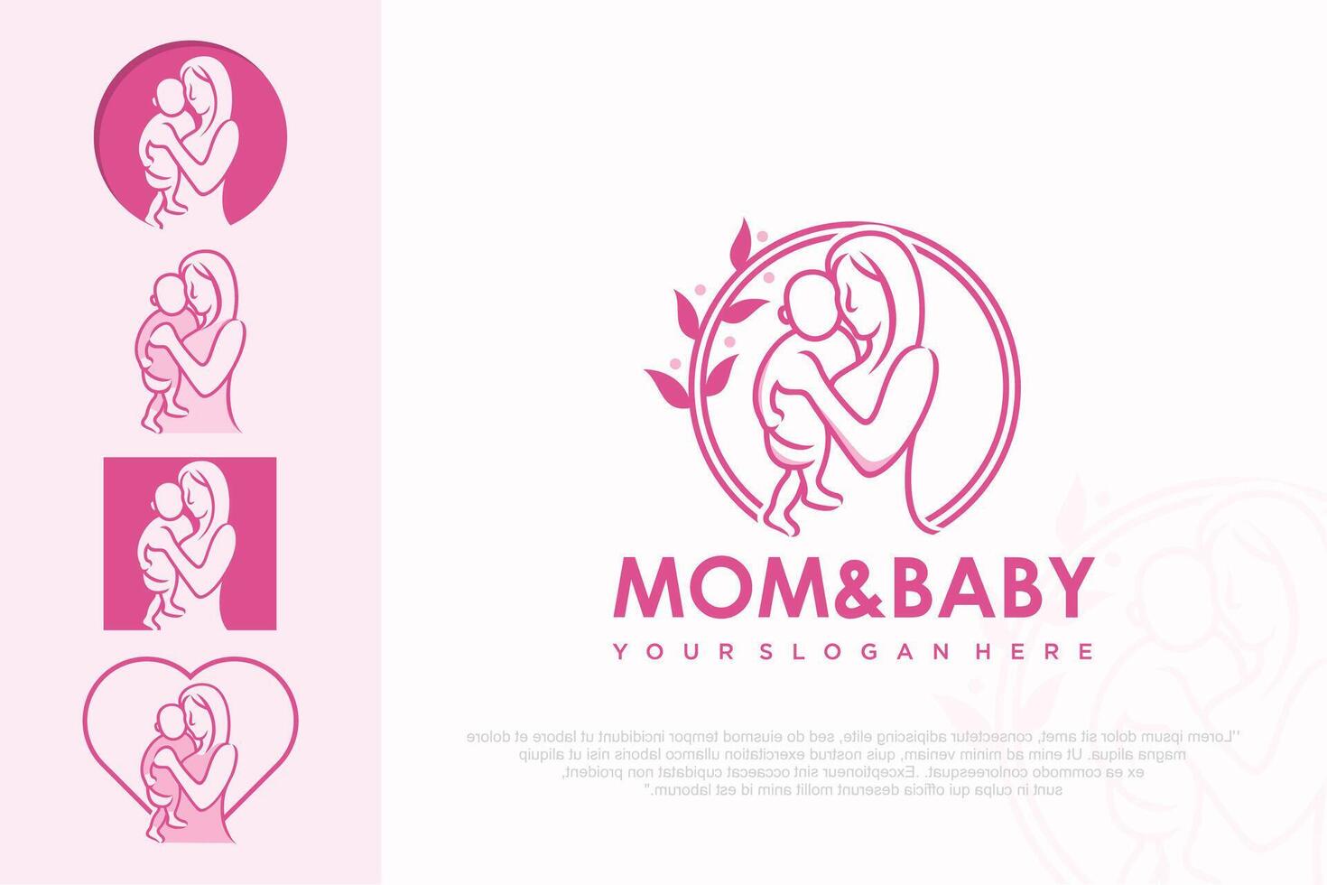 Mom and baby logo design. icon with unique element concept illustration. vector
