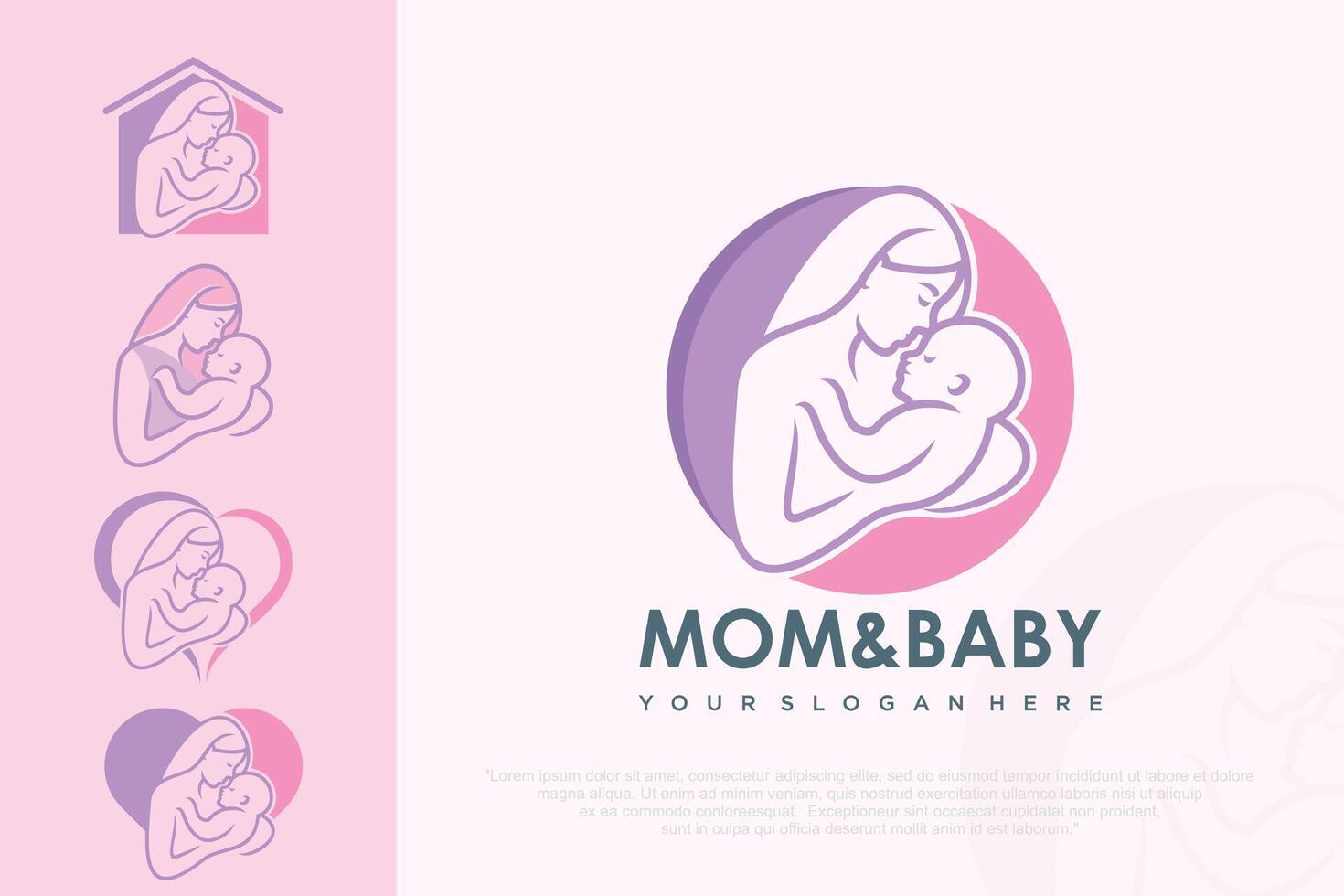 Mom and baby logo design icon with unique element concept vector