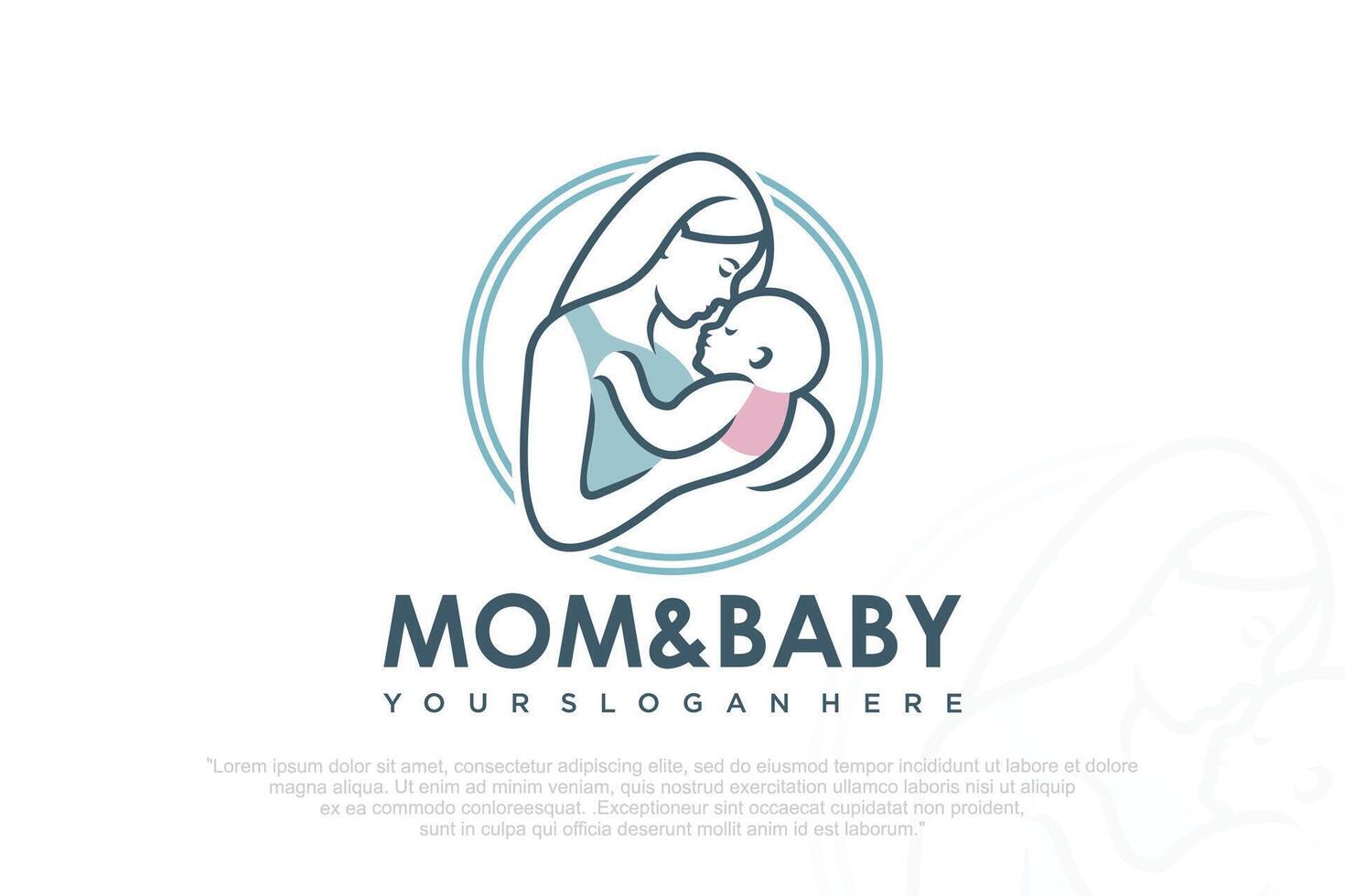 Mom and baby logo design icon with unique element concept. illustration vector