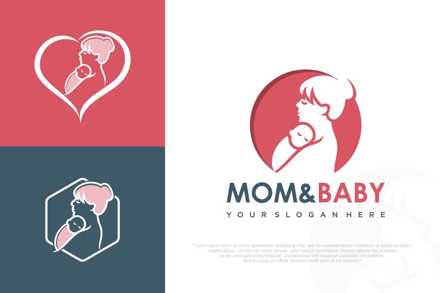 Mom and baby logo design icon with unique element concept , illustration vector