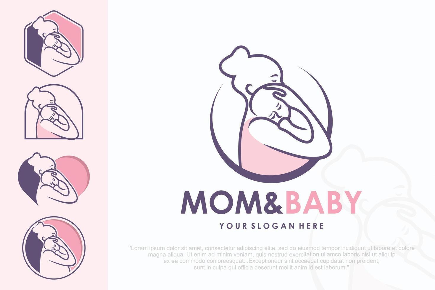 Mom and baby logo design, icon with unique element concept . vector