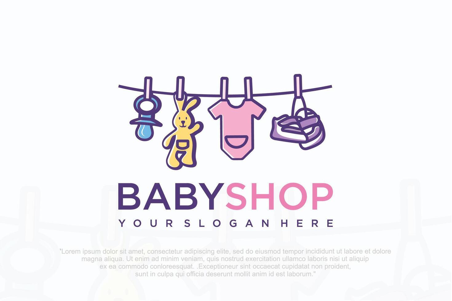 Fashion Kids Store Logo Design , illustration. vector