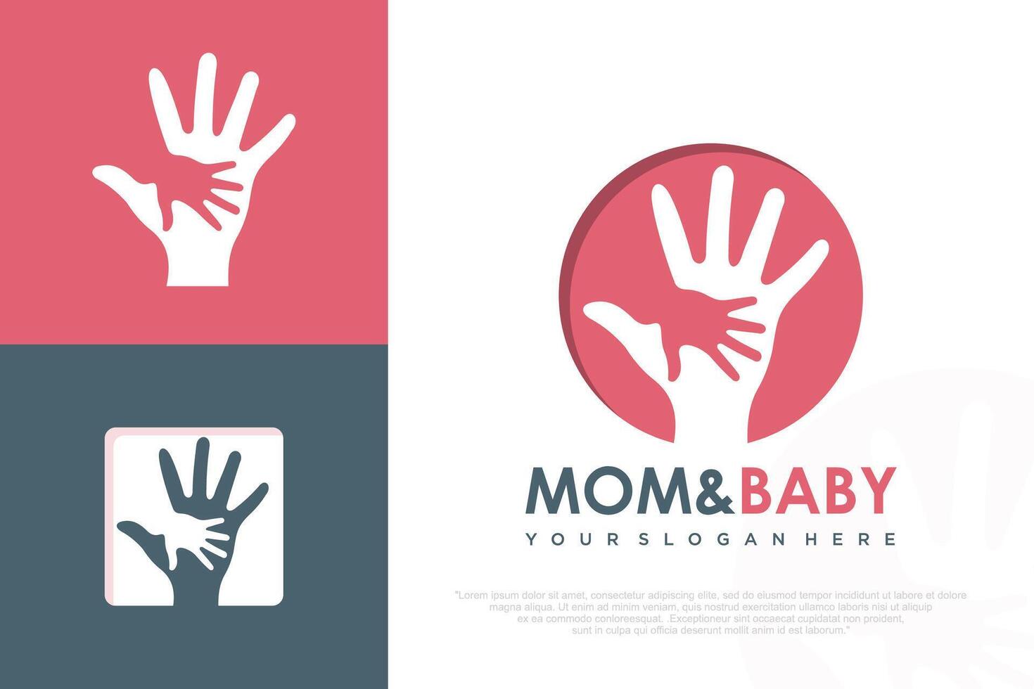 baby and mom hand logo design . Orphanage emblem . children care . illustration vector