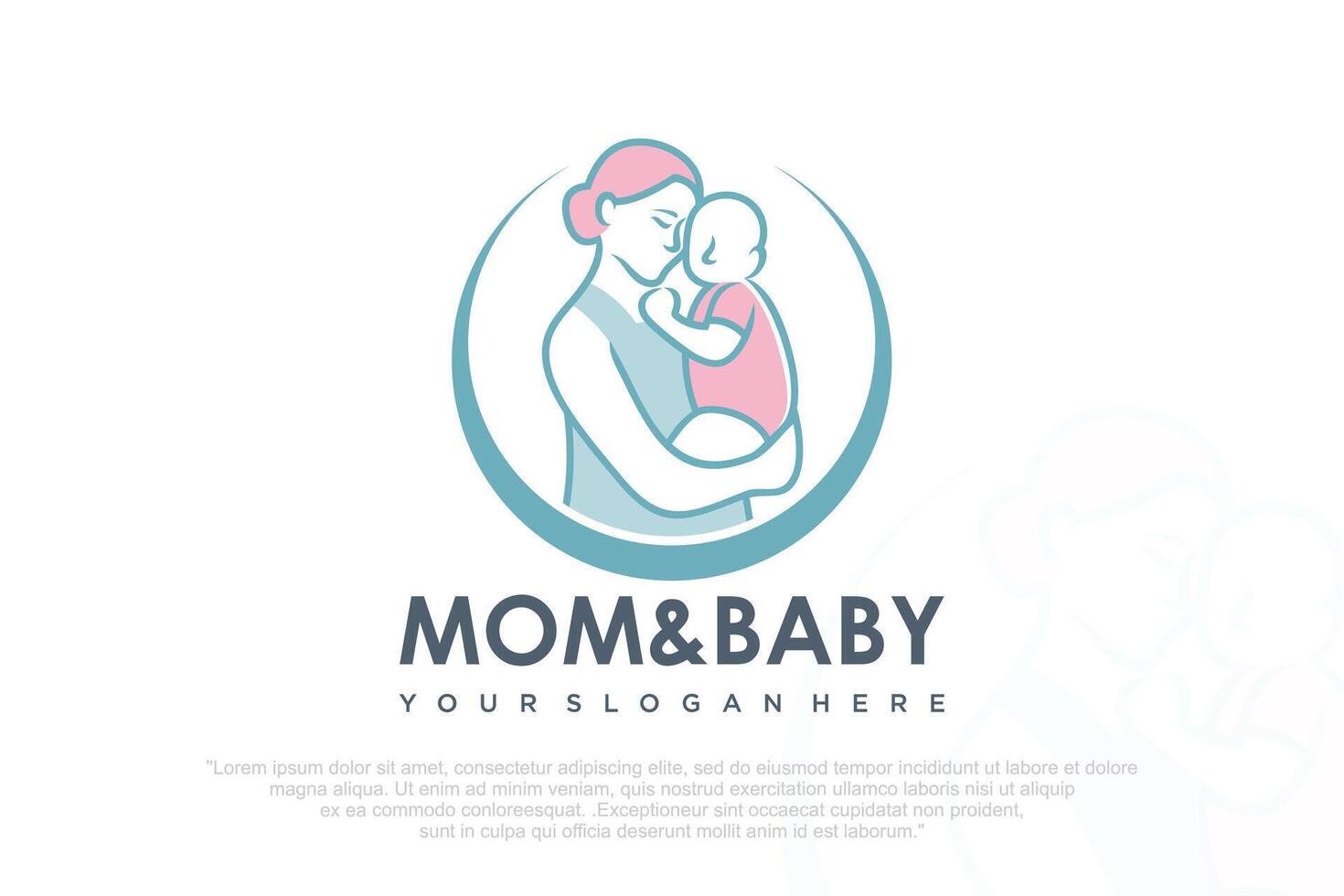 Mom and baby logo design icon with unique element concept , vector