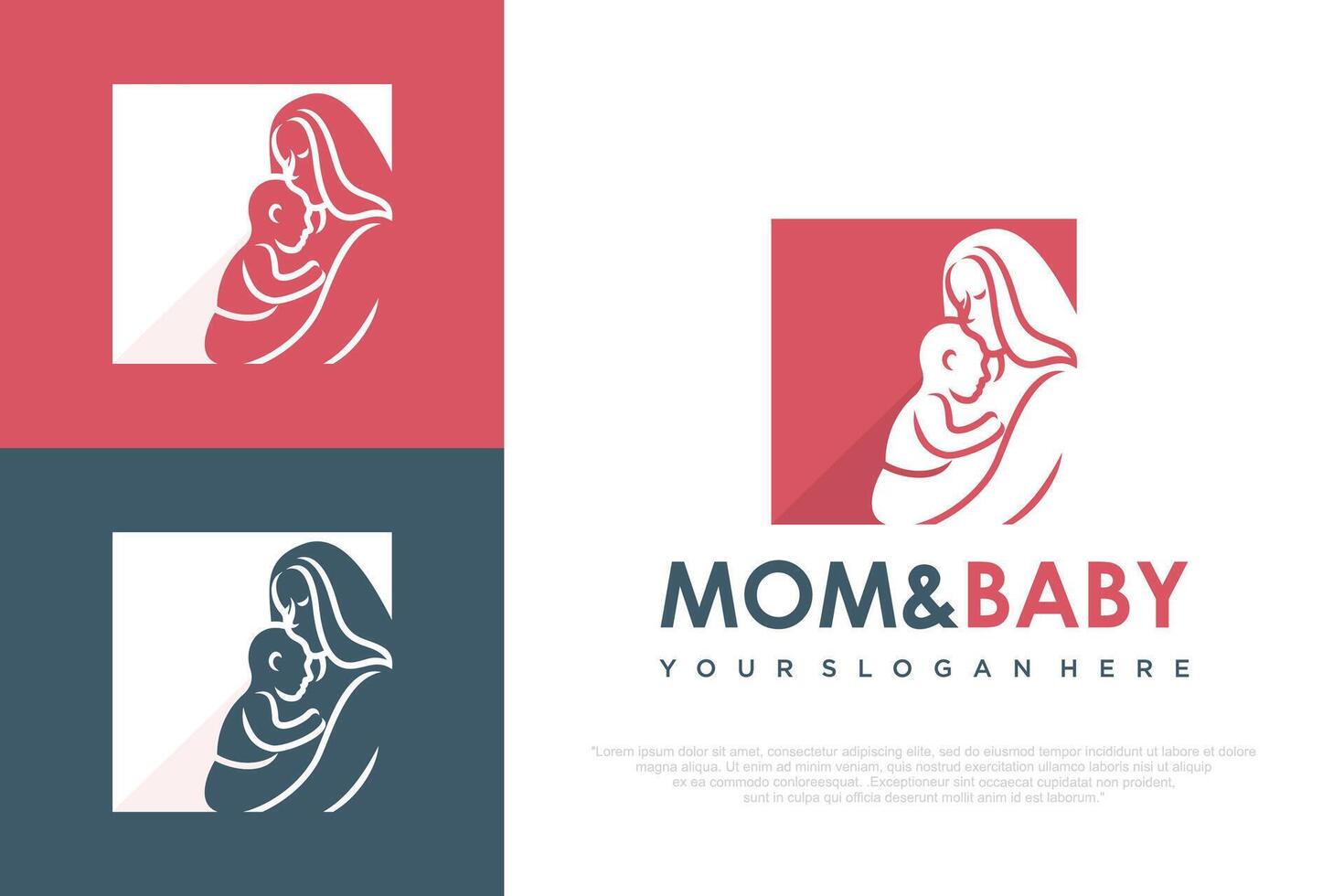 Mom and baby logo design icon with unique element concept .illustration vector