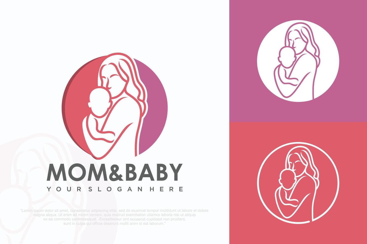Mom and baby logo design , icon with unique element concept illustration . vector