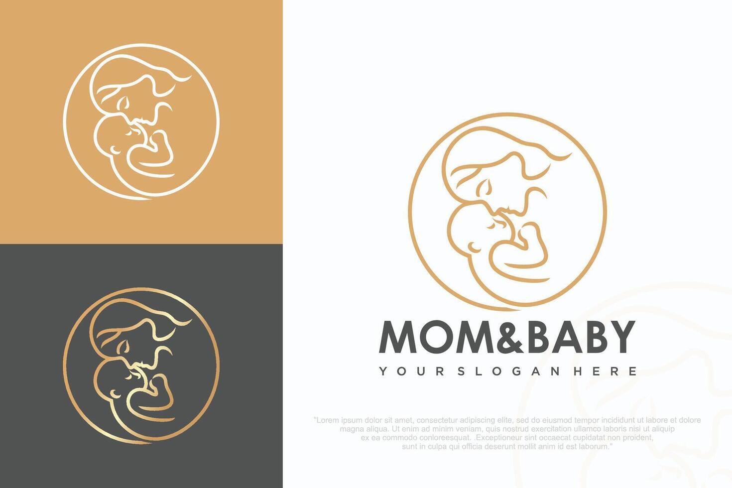Mom and baby logo design, icon with unique element concept illustration vector