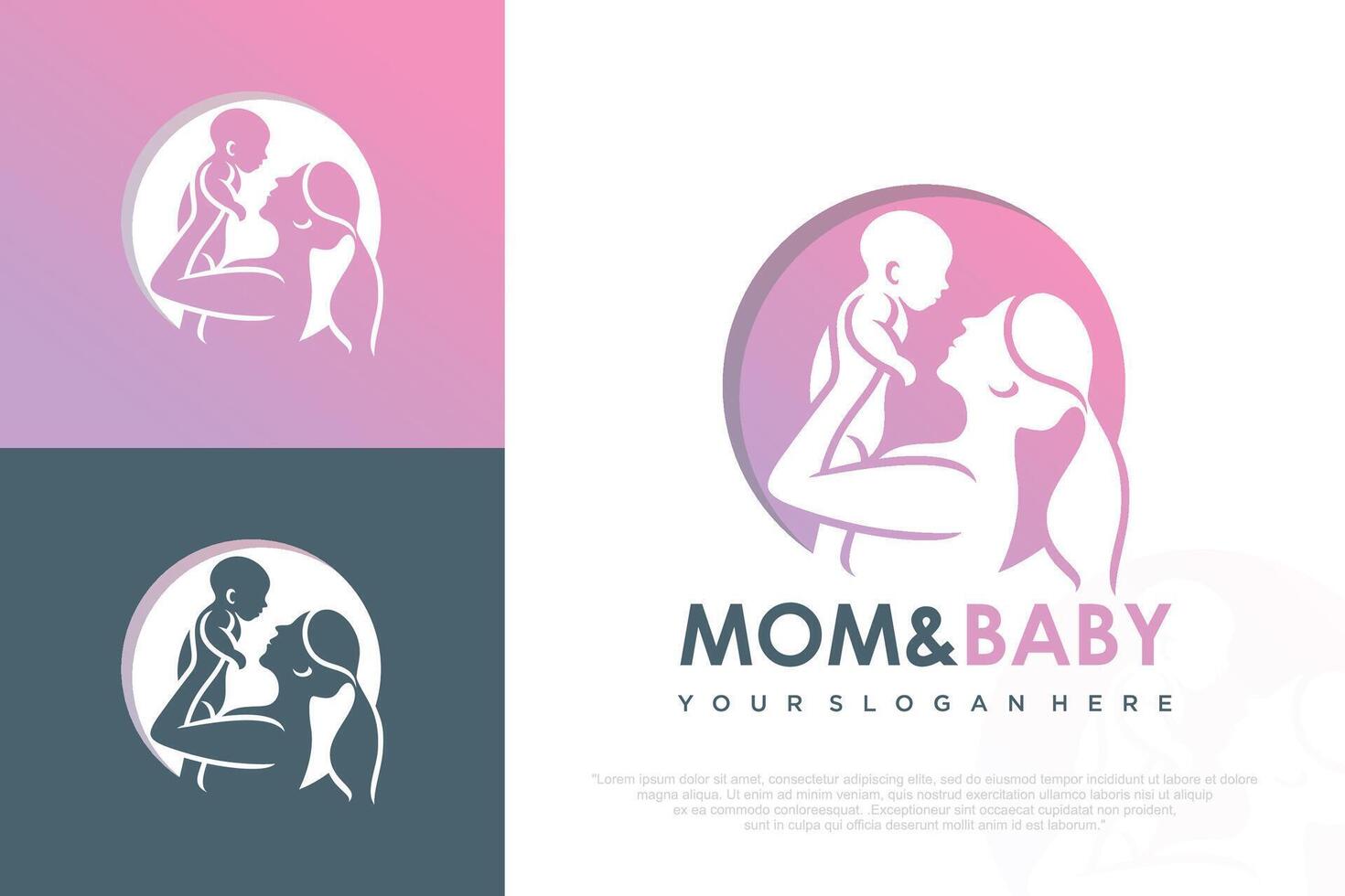 Mom and baby logo design . icon with unique element concept illustration vector