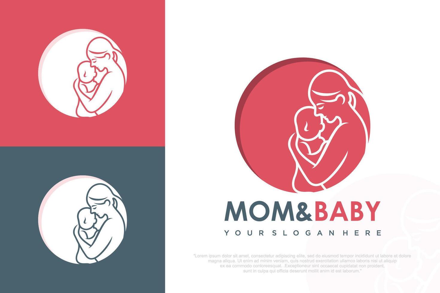 Mom and baby logo design icon with unique element concept . illustration vector