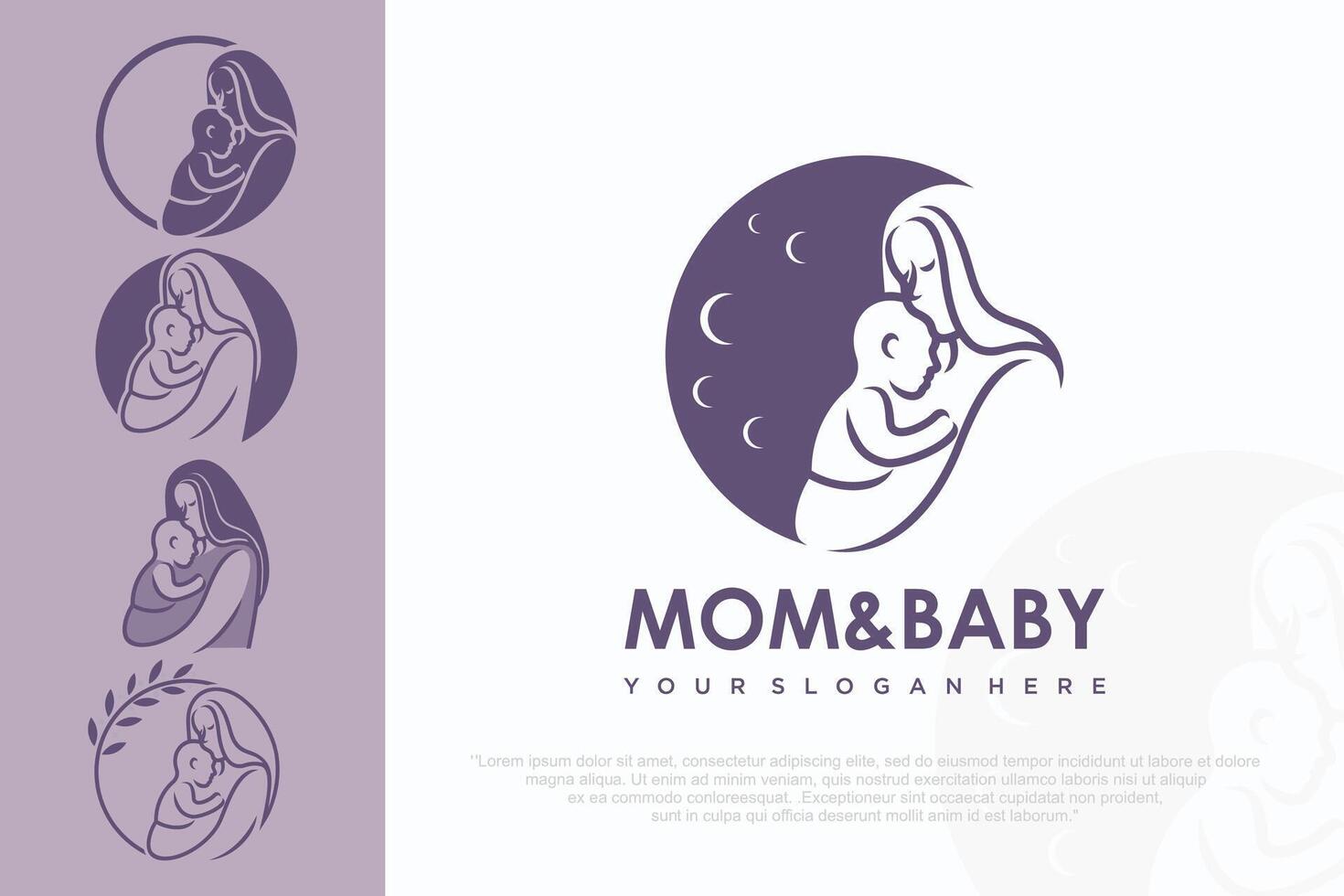Mom and baby logo design icon with unique element concept . illustration . vector