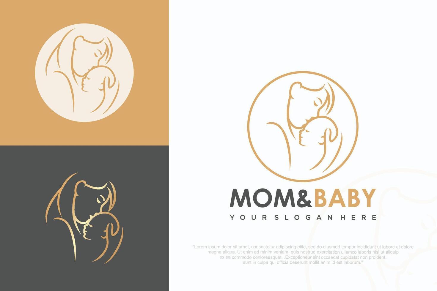 Mom and baby logo design , icon with unique element concept illustration vector