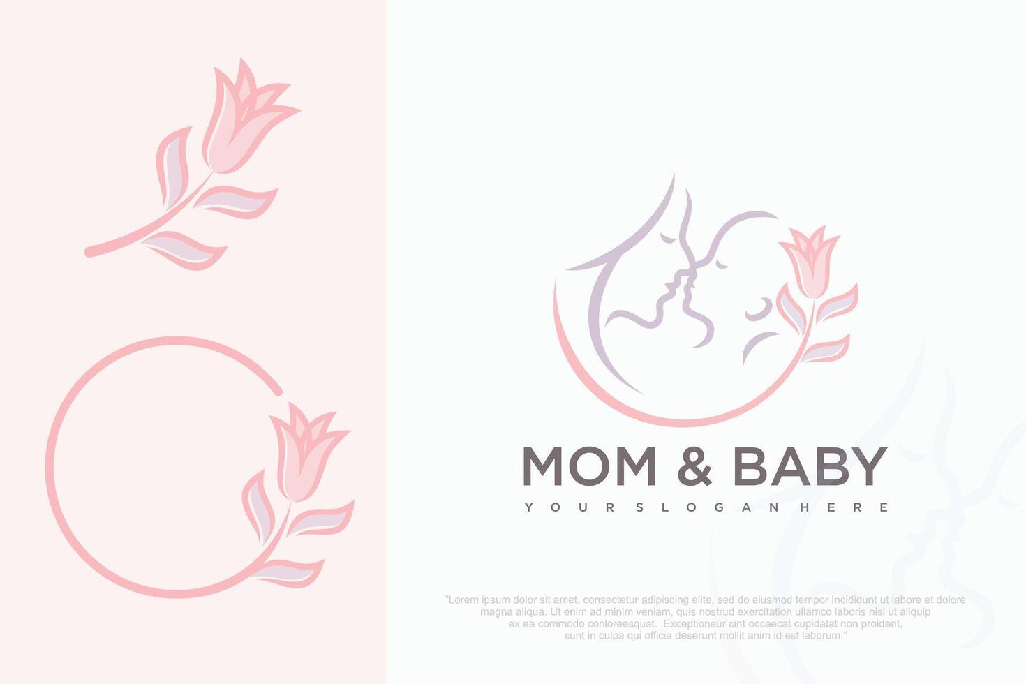 Mom and baby logo design icon with unique element concept . illustration. vector