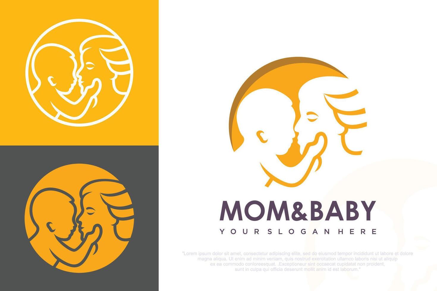 Mom and baby logo design icon with unique element concept. vector